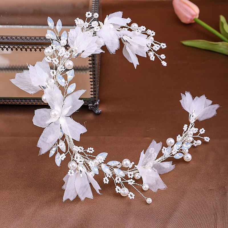 Crown Tiaras Headbands Headpiece Polyester Rhinestone Wedding Cocktail Luxury Retro With Rhinestone Faux Pearl Headpiece Headwear2