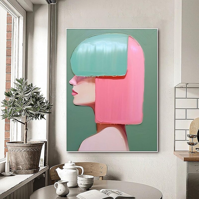 Hand painted Abstract Fashion Girl Canvas Painting Abstract pattyle girl painting for Living Room oil Painting Modern Wall Art Large Abstract Minimalist Bohemian Portrait painting Wall Art painting3