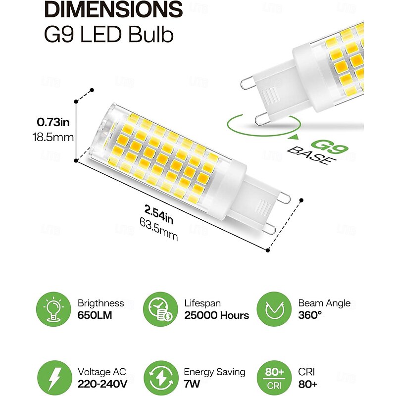5PCS G9 LEDS 7W Equivalent to 70W Halogen Bulb 700lm Warm White 3000K/White 6000K G9 Energy Saving Bulbs Non-Dimmable Energy Efficiency Class E2