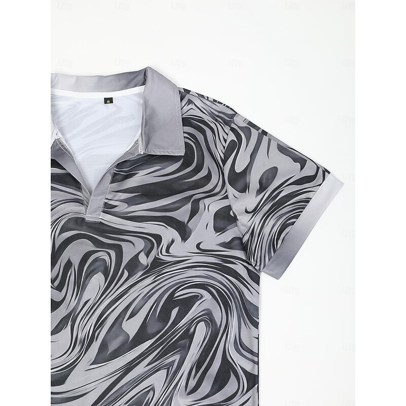 Men's Graphic Polo Shirts Golf Shirt Short Sleeve Polo Shirts V Neck Casual Vacation Wear Rave Wear Party Outfits 3D Print Yellow Red Blue2