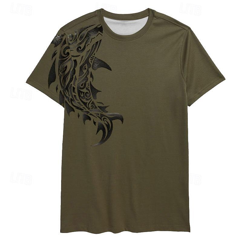 Men's Graphic Fish T Shirt Tee Top Short Sleeve T shirt 3D Print Crew Neck Shirt Vacation Hawaiian Resort Style Sports Outdoor Holiday Going out Black White Sky Blue Spring & Summer Clothing Apparel4