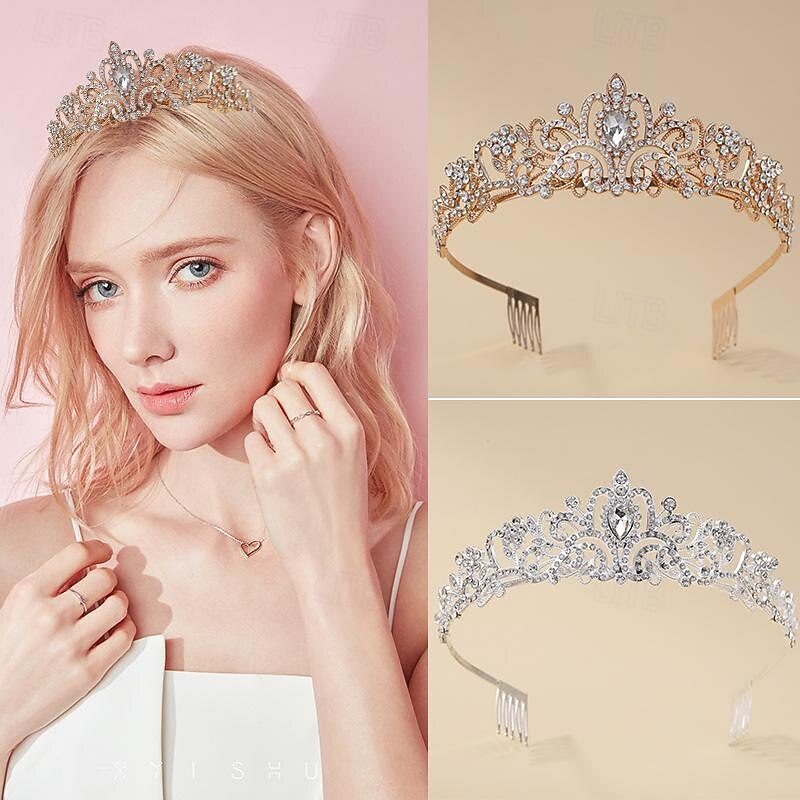 Bride Crown Headgear Ball Party Hair Hoop Wedding Dress Light Luxury Alloy Water Diamond Anti slip Comb Hoop2