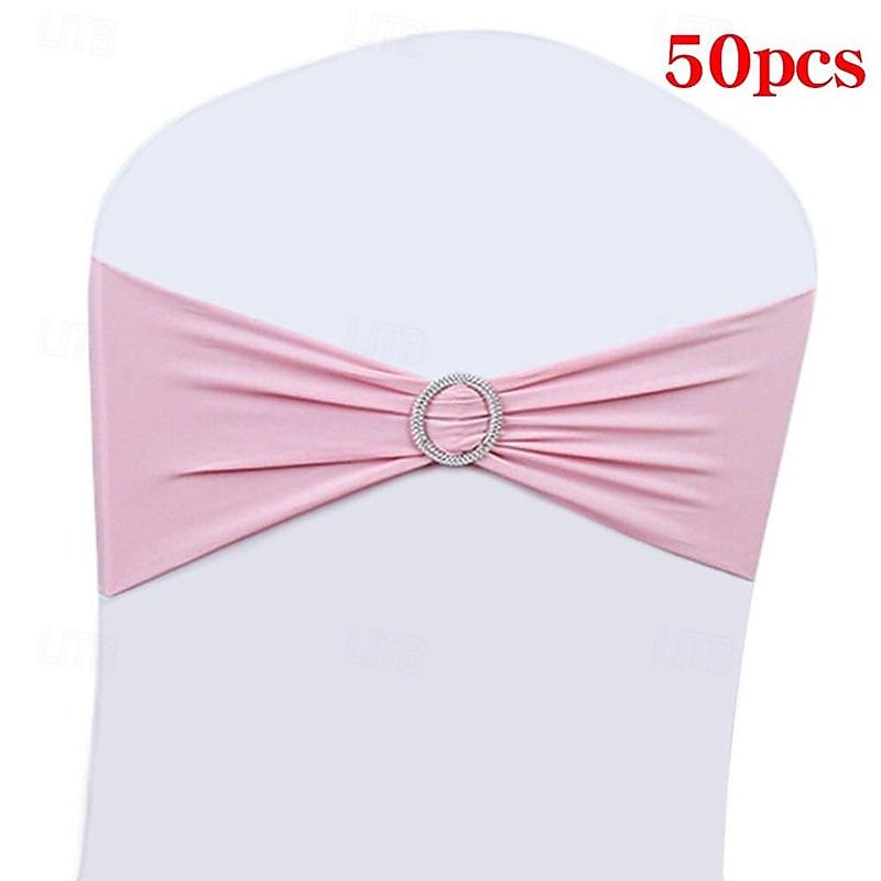 50PCS Wedding Chair Decorations Stretch Chair Bows and Sashes for Party Ceremony Reception Banquet Spandex Chair Covers slipcovers
