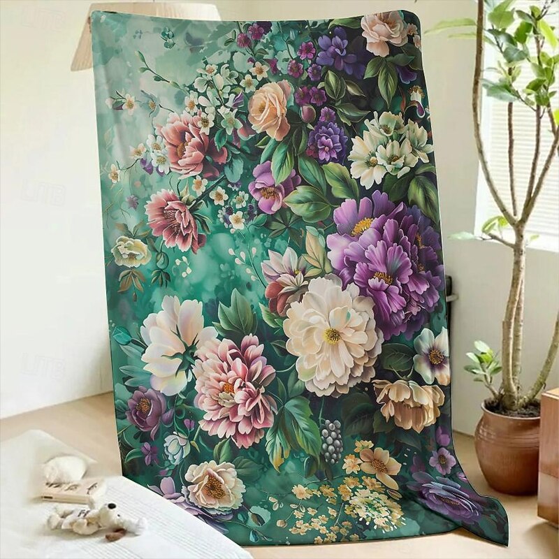 Floral Pattern Throws Blanket Flannel Throw Blankets Warm All Seasons Gifts Big Blanket4