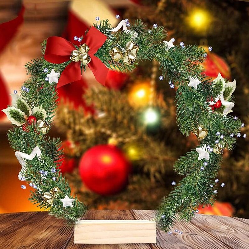 1 Pcs 12 Inch Metal Wreath Center Decorative Ornament With Wooden Bracket Diy Wedding Floral Decoration Props3