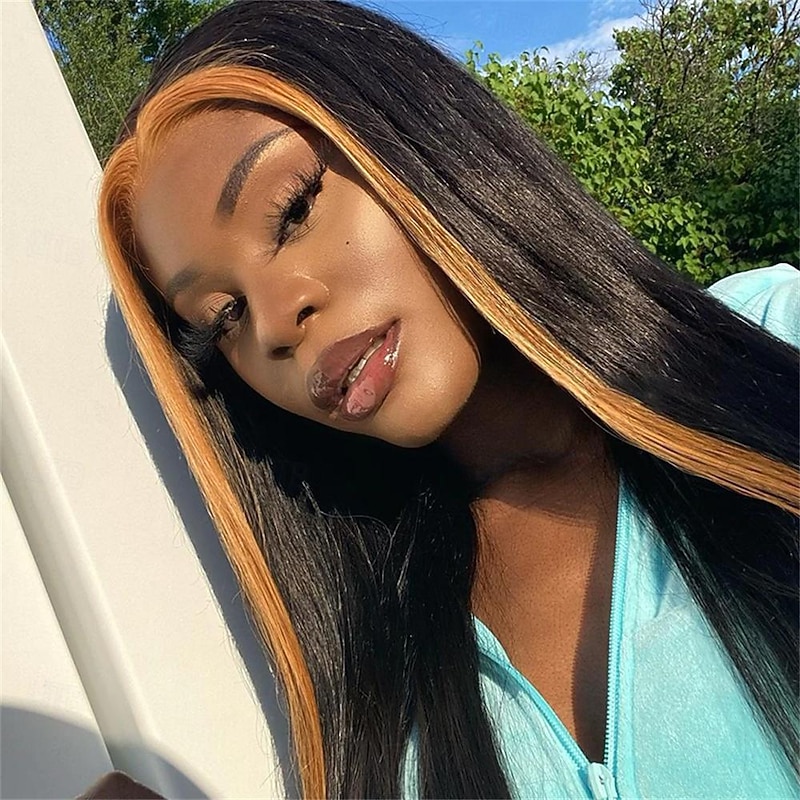 Highlight Bob Wig 13x 4x1 T Part Lace Bob Wig Lace Front Human Hair Highlight Black Middle Part Bob Wigs Ombre Honey Blonde Straight Lace Front Bob Wigs for Women