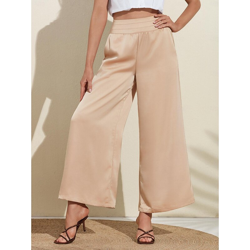 Casual Satin Wide Leg Trousers4