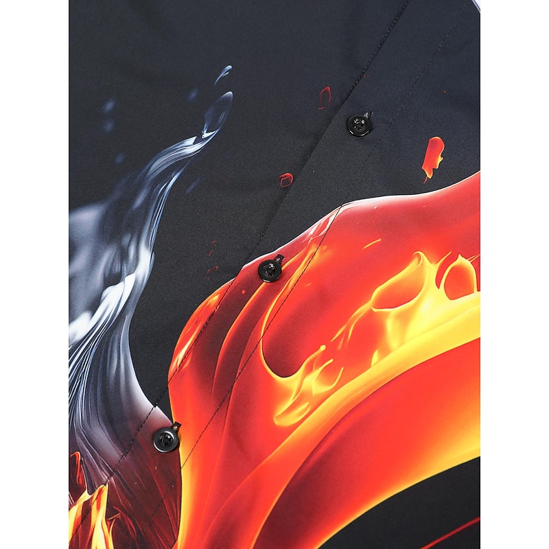 Men's Flame Shirt Button Up Shirt Long Sleeve Abstract Daily Wear Going out Spring Turndown Print Button-Down Yellow Red Blue Purple Orange4