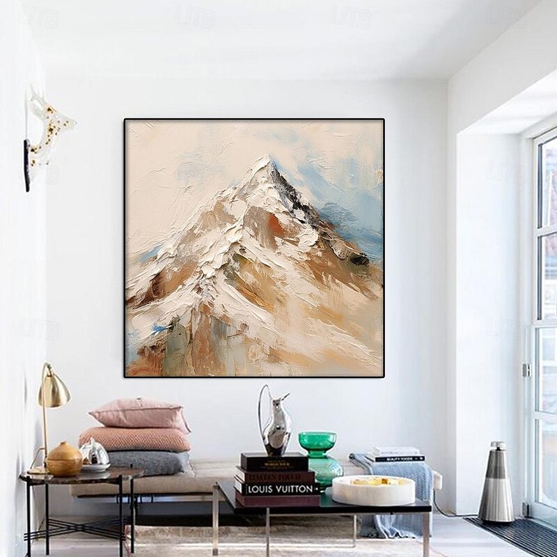 Abstract Snow Mountain oil painting handmade Landscape Oil Painting On Canvas Modern white mountain painting For Living room decoration Mountain Plated snowy white painting Wall Art Painting3