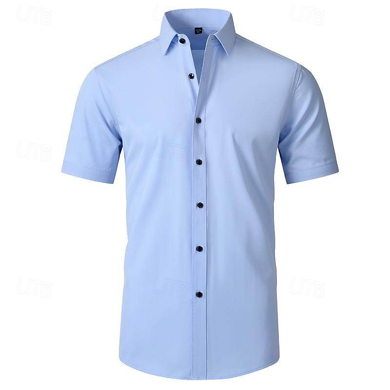 Men's Shirt Summer Shirt Casual Shirt Beach Shirt Button Up Shirt Black White Pink Wine Navy Blue Short Sleeve Plain Lapel Vacation Hawaiian Button-Down Clothing Apparel Polyester Fashion Casual4