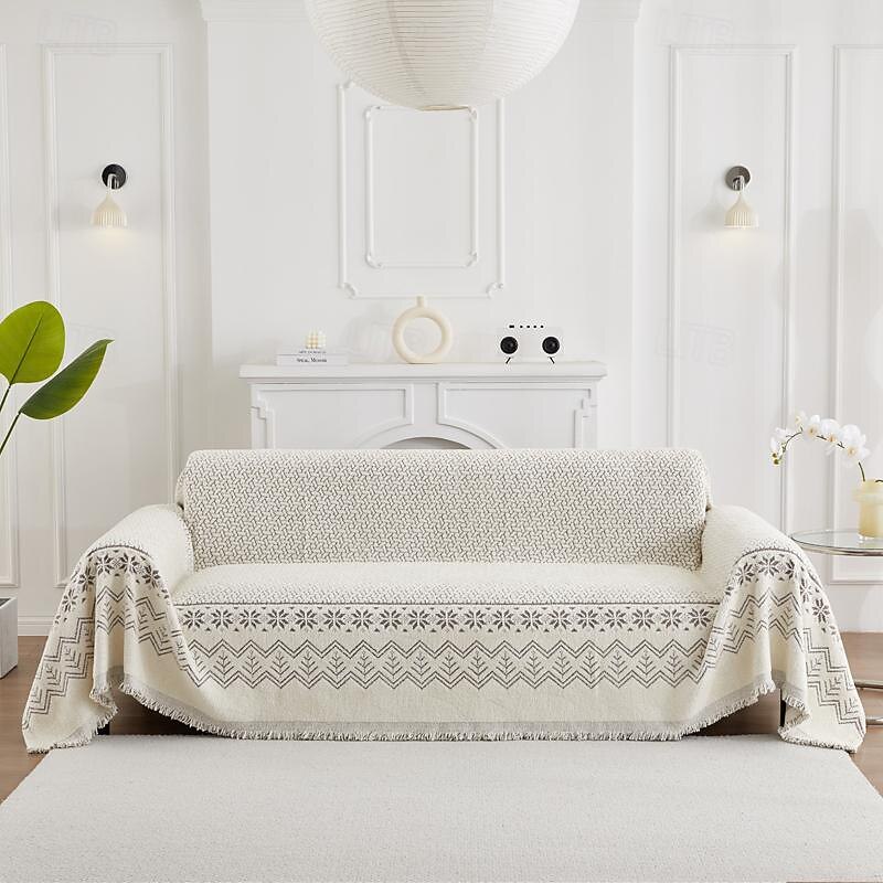 Grey Throw Blankets for Couch and Bed, Soft Cozy Sofa Cover Chenille Blanket with Tassel ,Decorative Blankets and Throws, Floral Jacquard Blanket for Funiture Protection2