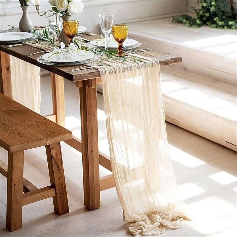 2 Pcs Wrinkle Cloth Scarf Table Flag Party Table Flag Birthday Party Crinkle Cloth Decoration Barry Yarn Fried Dough Twists Crinkle Towel
