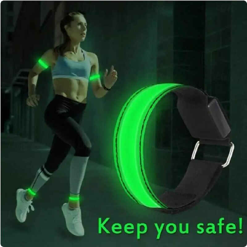 Luminous Arm Straps for Night Run USB Charging LED Luminous Night Running Armband Bracelet Outdoor Sports Reflective Safety Belt Bicycle Cycling Glowing Wristband 1PC2