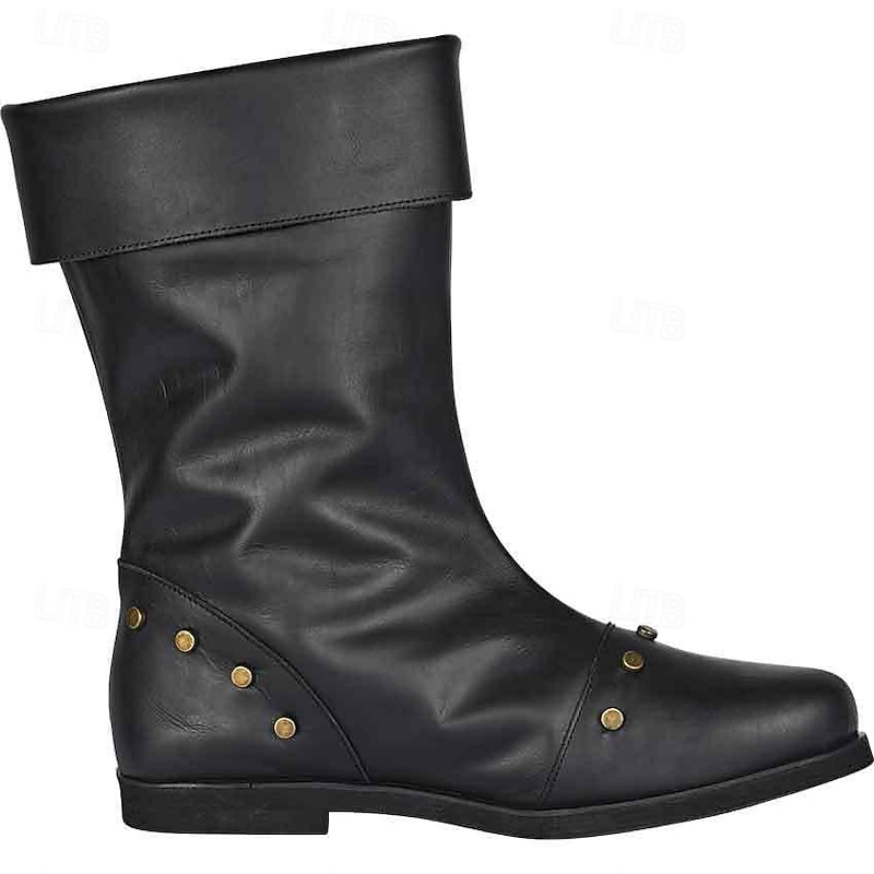 Retro Vintage Medieval Renaissance Shoes Flat Jazz Boots Pirate Viking Crusader Fancy Dress Men's Pirate Steampunk Carnival Masquerade LARP Adults Shoes3