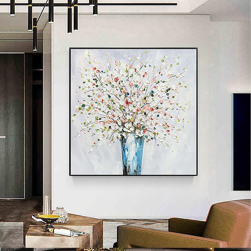 Flower Oil Painting On Canvas lhand painted Abstract Pink Flower Painting Flower Landscape Painting handmade Floral oil painting Wall Art Canvas Spring painting for Living Room Wall Art4