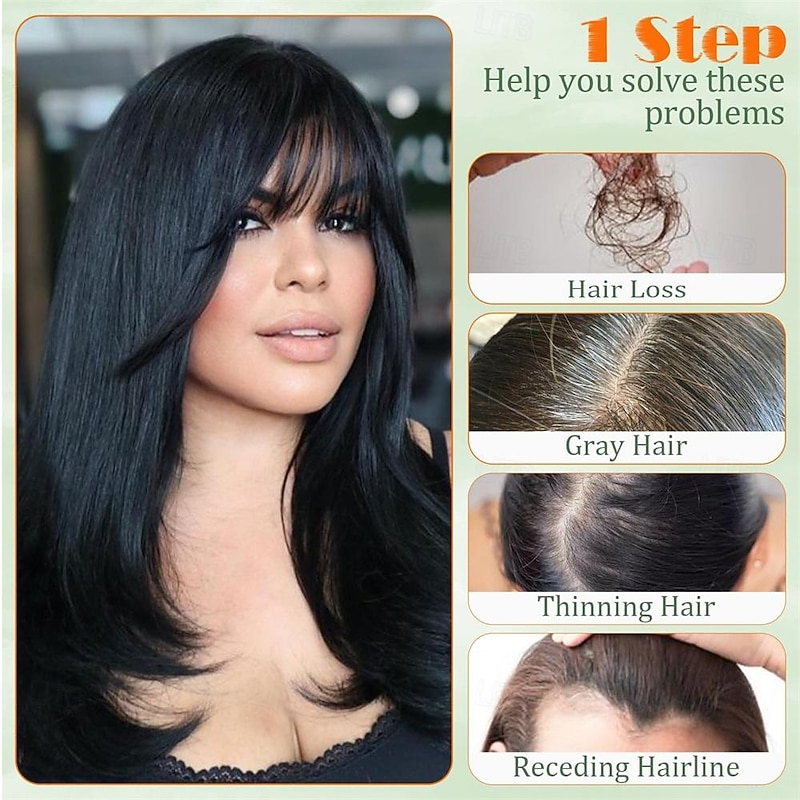 14Inch Hair Topper for Women With Thinning Hair Wiglets Toppers for Thinning Hair With Bangs Big Base Cover Synthetic Hair Topper Clip-in Hair Pieces Dark Brown3