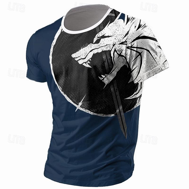 Men's Graphic Wolf T Shirt Short Sleeve T shirt 3D Print Crew Neck Shirt Retro Vintage Casual Street Style Sports Outdoor Holiday Going out Black White Blue Spring & Summer Clothing Apparel S M L XL2