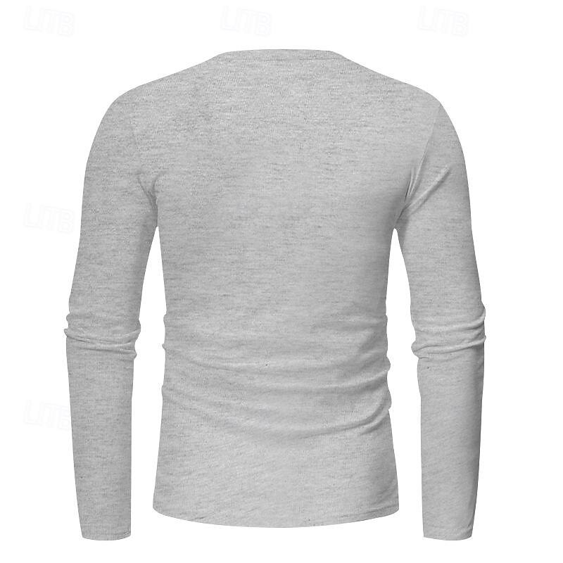 Men's T Shirt Tee Tee Top Long Sleeve Shirt Long Sleeve V Neck Spring &  Fall Plain Fashion Designer Basic Sexy Vacation Street Going out Red Royal Blue Khaki Top Tee for Men2