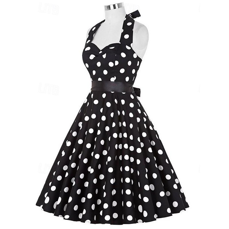 Polka Dots Retro Vintage 1950s Grease Outfits A-Line Dress Swing Dress Flare Dress Polka dots Fancy Dress Women's Halloween Carnival Masquerade Casual Daily Adults' Dress Homecoming Dresses3