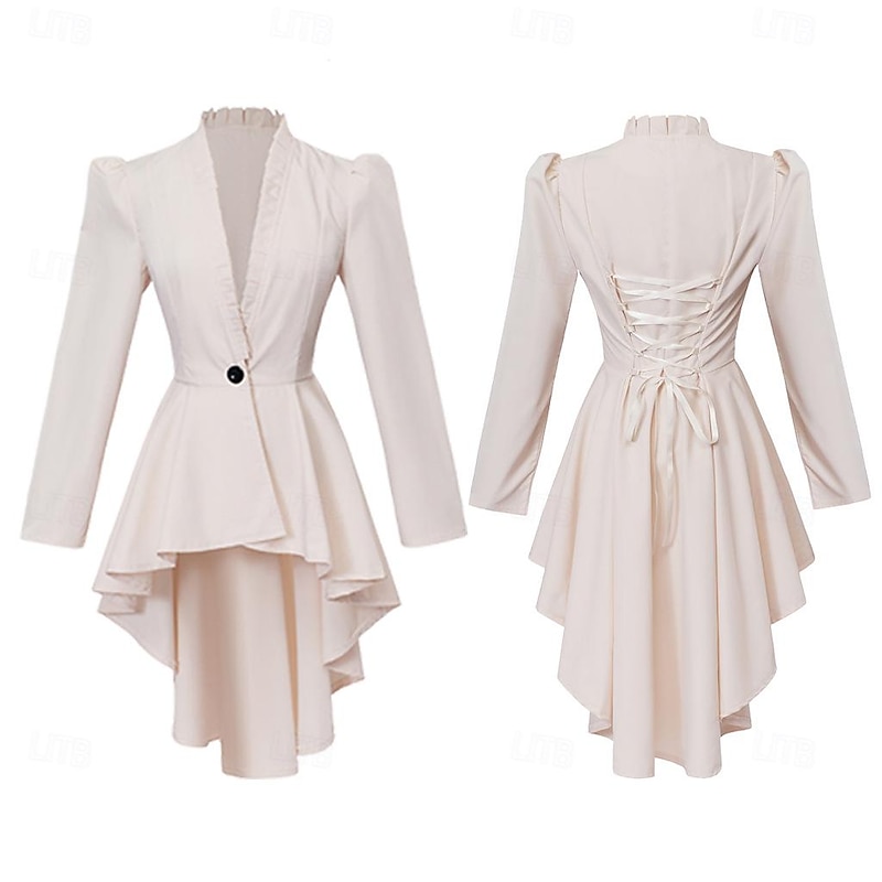 Punk & Gothic Medieval Renaissance Coat Cosplay Costume Trench Coat Witch Goth Girl Solid Colored Fancy Dress Women's Royal Steampunk Walpurgis Night Halloween Carnival Masquerade Event / Party Daily4