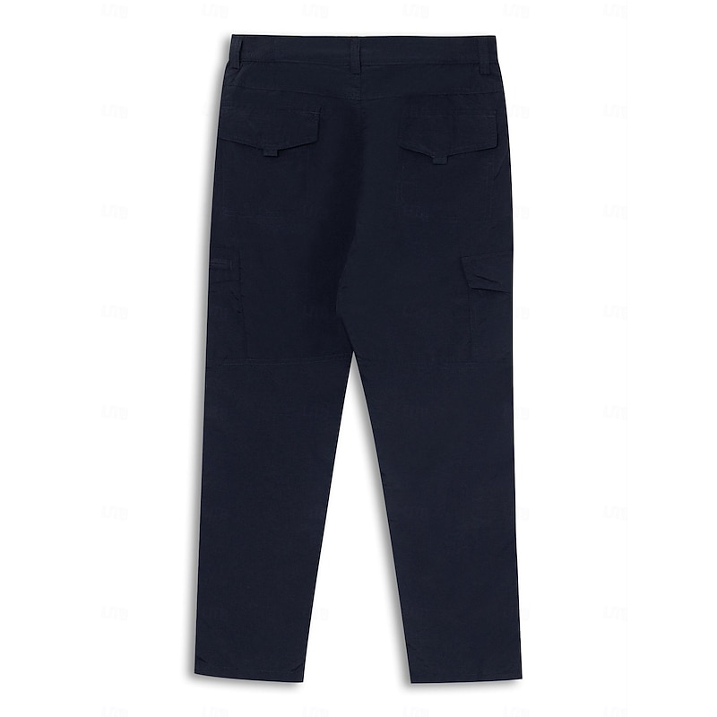 Men's Cargo Pants Cargo Trousers Hiking Pants Embroidered Elastic Waist Solid Color Breathable Quick Dry Work Streetwear Stylish Casual Black Army Green4