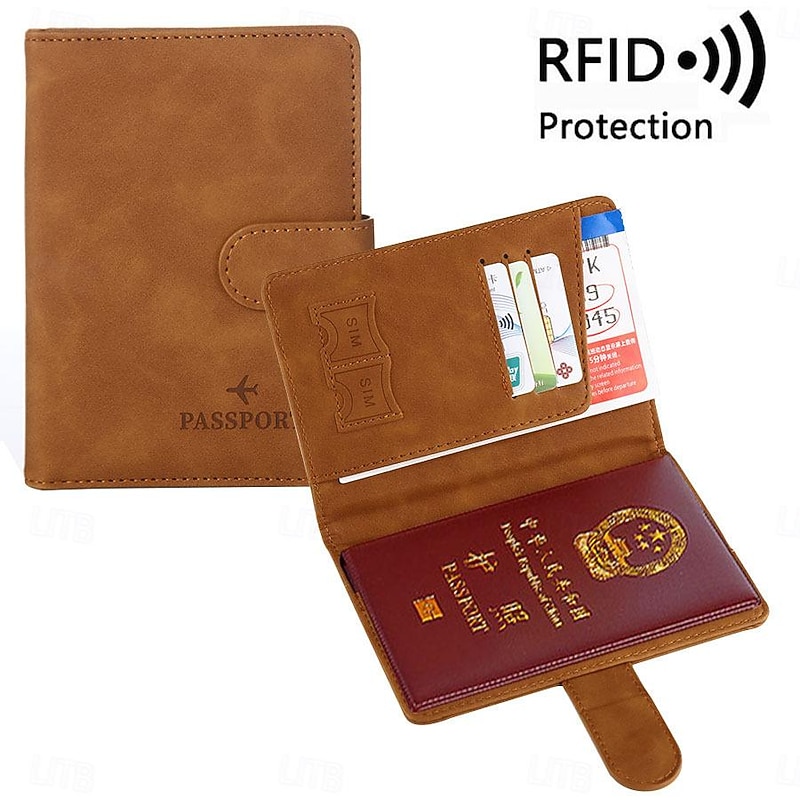 Women Men RFID Vintage Business Passport Covers Holder Multi-Function ID Bank Card PU Leather Wallet Case Travel Accessories4