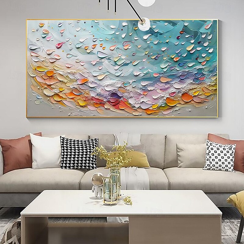 Handmade sea wave Oil Painting Hand Painted pattle knife painting Horizontal Abstract Landscape Contemporary art seascape painting Modern Rolled Canvas (No Frame)4