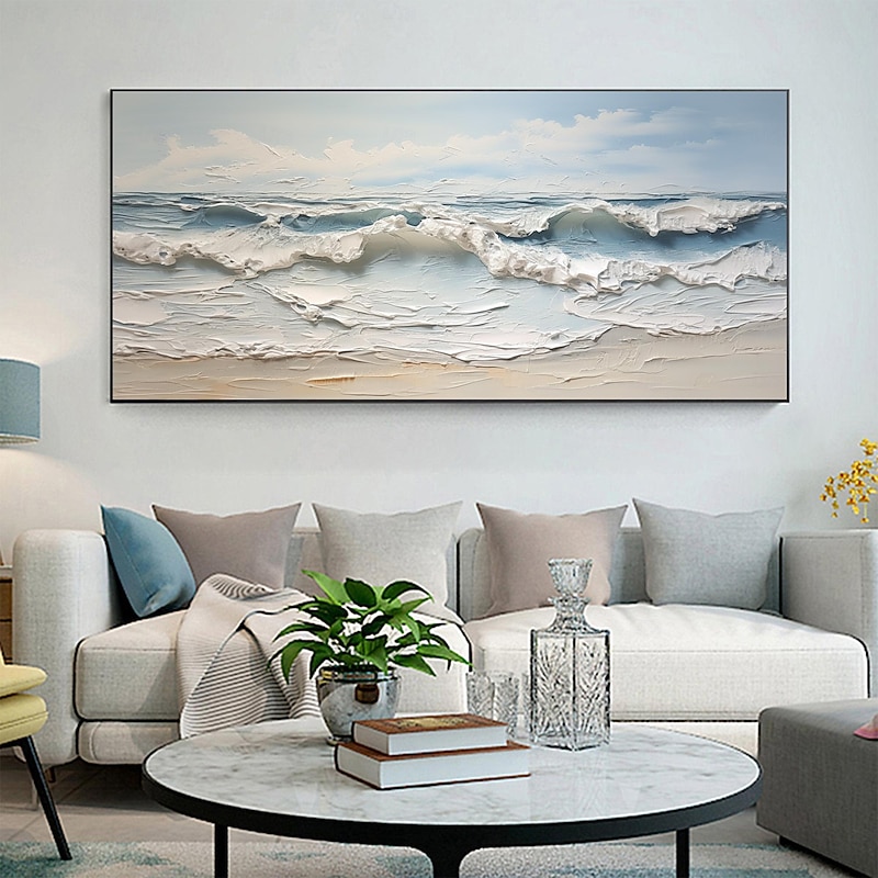 Handmade Original The blue ocean Oil Painting On Canvas Wall Art Decor Thick texture  Painting for Home Decor With Stretched Frame/Without Inner Frame Painting2