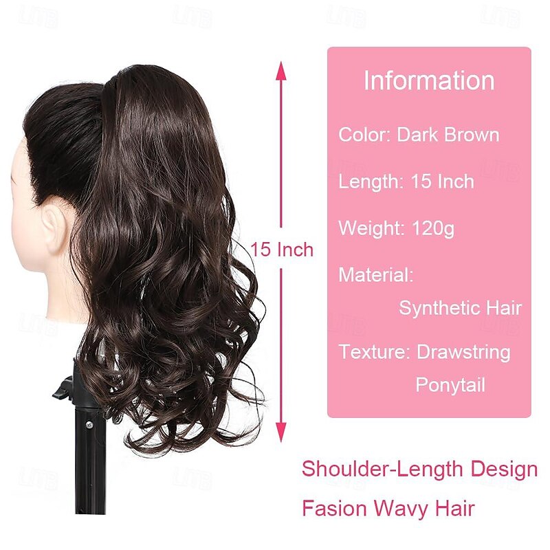 Ponytail Extension Drawstring Ponytail Hair Extensions Short Wavy Fake Pony Tail Synthetic Hair Pieces for Women2