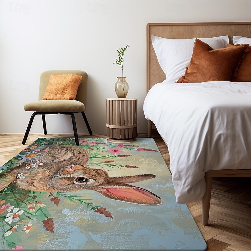 Forest Easter Bunny Area Rug Kitchen Mat Non-Slip Oil Proof Floor Mat Livingroom Rug Indoor Outdoor Mat Bedroom Decor Bathroom Mat Entrance Rug Door Mat3