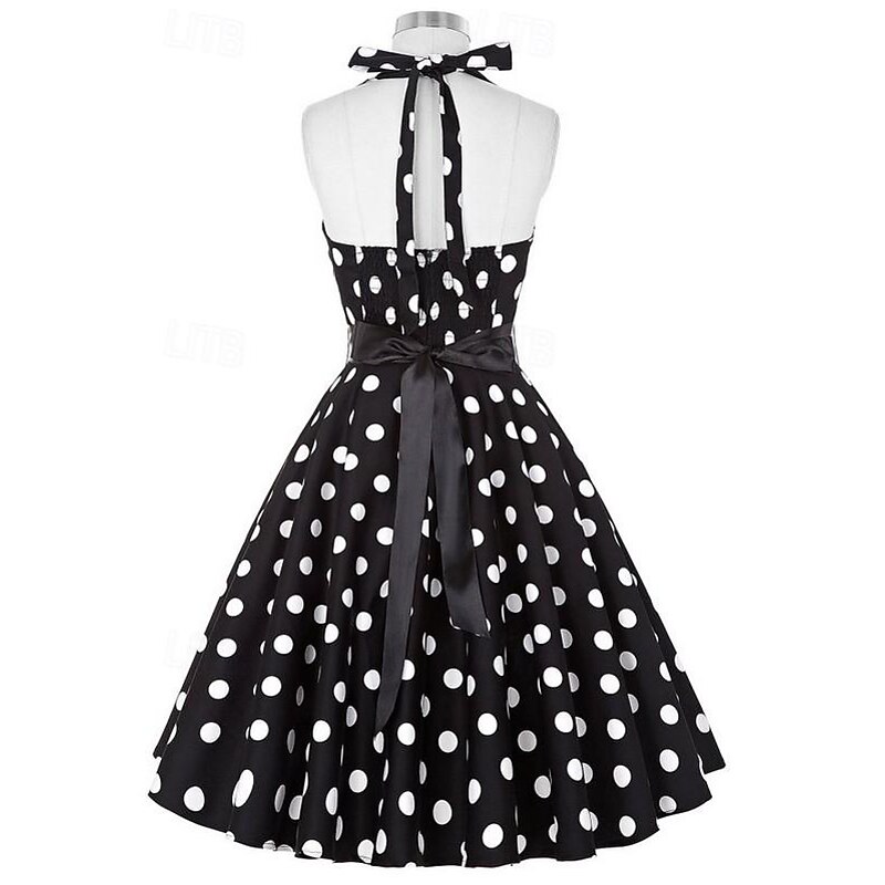 Polka Dots Retro Vintage 1950s Grease Outfits A-Line Dress Swing Dress Flare Dress Polka dots Fancy Dress Women's Halloween Carnival Masquerade Casual Daily Adults' Dress Homecoming Dresses2