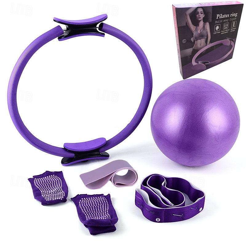 Pilates Circle Six Piece Yoga Ball Latex Elastic Ring Yoga Socks Position Belt Fitness Set Six Piece Set Box2