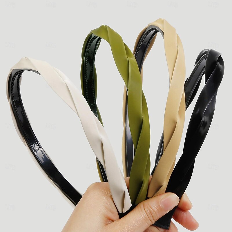 1PC Braided Headbands for Women Girls Leather Thin Hairbands for Women's Hair Fashion Non Slip Head Band Solid Colors Hair Accessories2