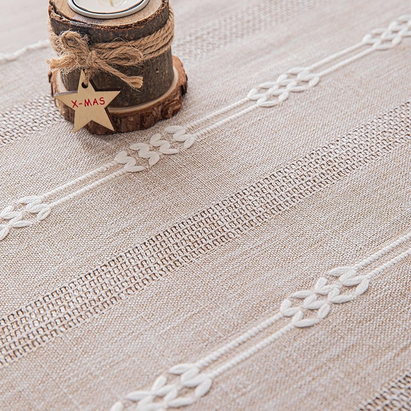 Boho Table Runner for Home Decor 72 Inches Long Farmhouse Rustic Table Runner Cream & Brown Macrame Table Runner with Tassels for Dining Living Room Bedroom Decor Bridal Shower4