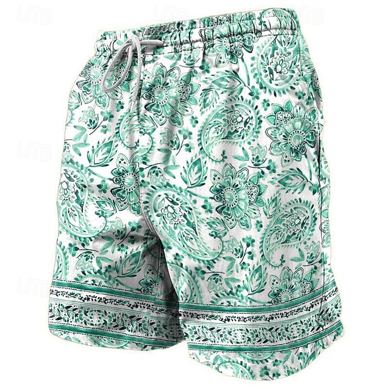 Men's Paisley Swim Trunks Swim Shorts Board Shorts Mid Waist Vacation Hawaiian Holiday Vacation Holiday Beach Drawstring with Mesh lining Elastic Waist Designer Clothing Apparel3