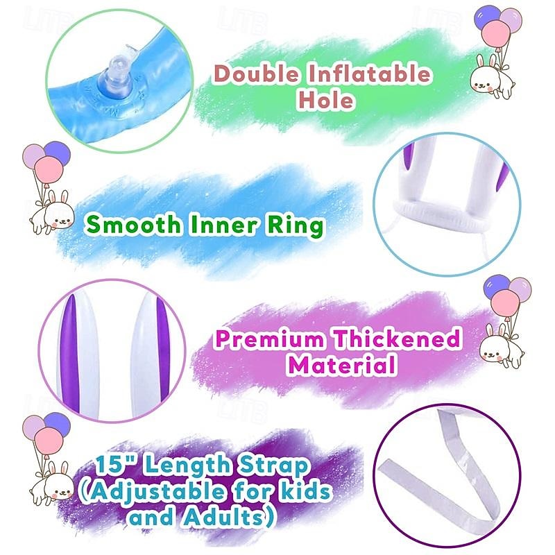 Inflatable Bunny Easter Ring Toss Game Easter Rabbit Ears Hat with Rings Funny Games Inflatable Toys Gift for Kid Family School Party Favor Indoor Outdoor3