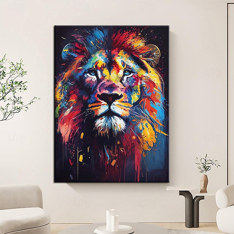 Large Lion Oil Painting on Canvas hand painted tiger Abstract Animal Canvas painting Wall Art Modern Impressionist Lion Artwork picture for Living Room bedroom wall home decor2