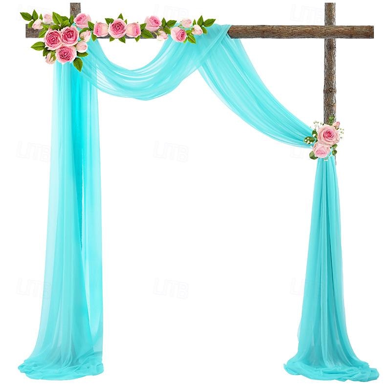 75*600cm Arched Door Gauze Curtain Outdoor Forest Lawn Wedding Decoration Hanging Curtain Wedding Decoration Cloth Curtain Pearl Chiffon Curtain4