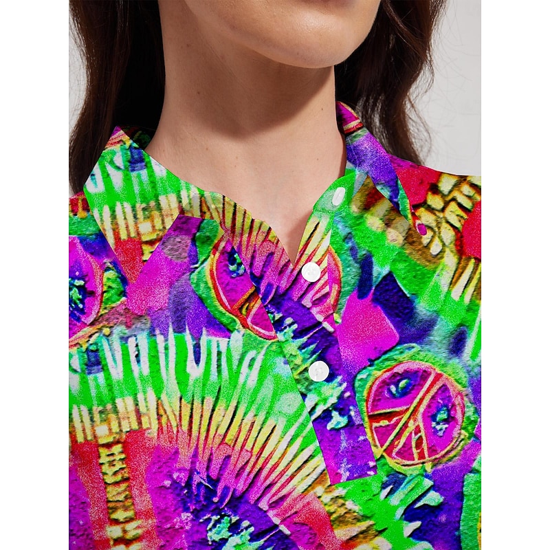 Women's Golf Polo Shirt Tie Dye Pink Short Sleeve Sun Protection UPF50 Top for Ladies Golf Attire 6