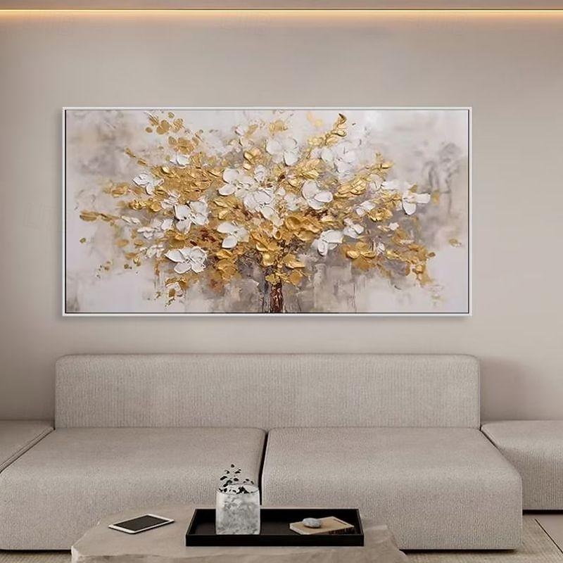 Handmade Oil Painting Canvas Wall Art Decoration Light Luxury Abstract Gold Flowers for Home Decor Rolled Frameless Unstretched Painting3