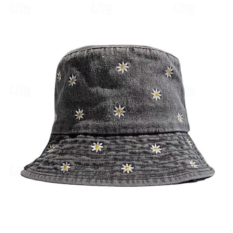 Women's Hat Bucket Hat Sun Hat Portable Sun Protection Outdoor Daily Weekend Embroidery Daisy4