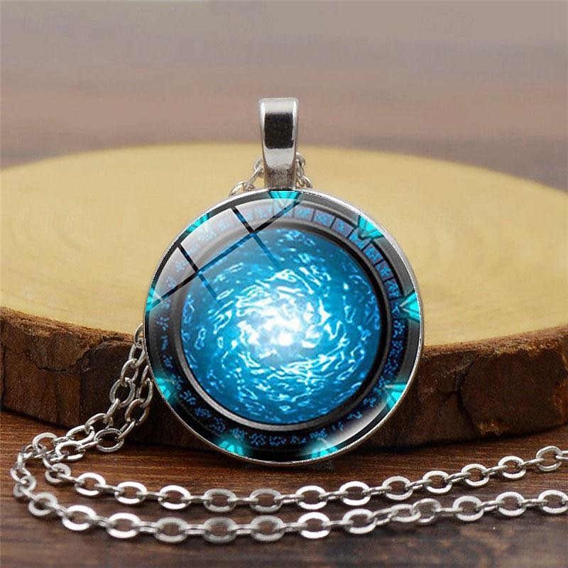 Stargate Atlantis Time Gem Pendant Necklace Women's Hundred Pairing Jewelry Retro Sweater Chain