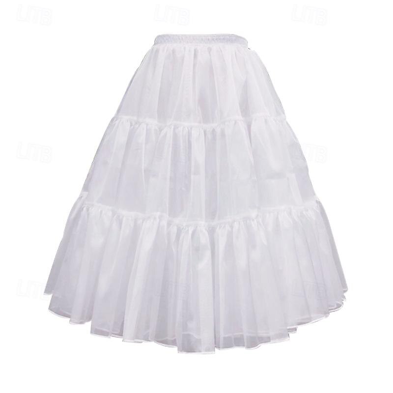 Retro Vintage 1950s Knee Length Petticoat Hoop Skirt Tutu Tulle Skirt Solid Color A-Line Fancy Dress Women's Halloween Masquerade Wedding Party Casual Daily Adults Skirt4