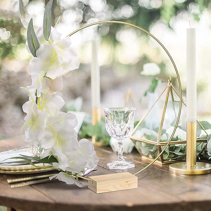 Golden Iron Ring Wedding Wreath Props Dining Table Center Ornaments Iron Art Dream Catching Net Decoration Wreath4