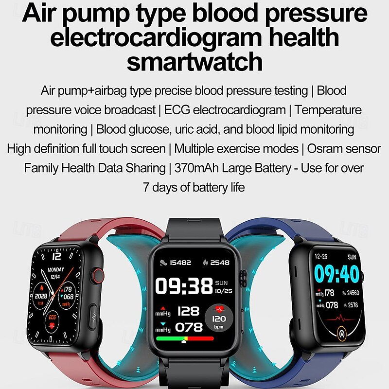 Air Pump Airbag Type Accurate Blood Pressure Testing ECG electrocardiogram Temperature Monitoring Pedometer Compatible with Android iOS Women Men Long Standby4