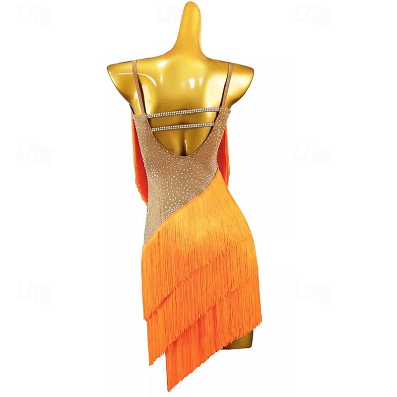 Latin Dance Dress Tassel  Women's Performance Training Sleeveless Rumba Salsa Chacha Clothes4