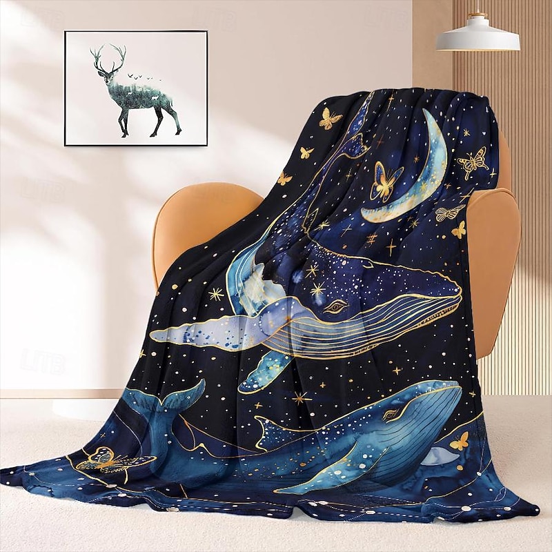 Whale Landscape Pattern Throws Blanket Flannel Throw Blankets Warm All Seasons Gifts Big Blanket4