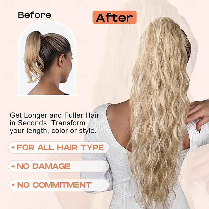 Highlight Drawstring Ponytail Extension Eva Long Thick Wavy Clip in Hair Extensions Ponytail Natural Soft Synthetic Hairpiece for Women3