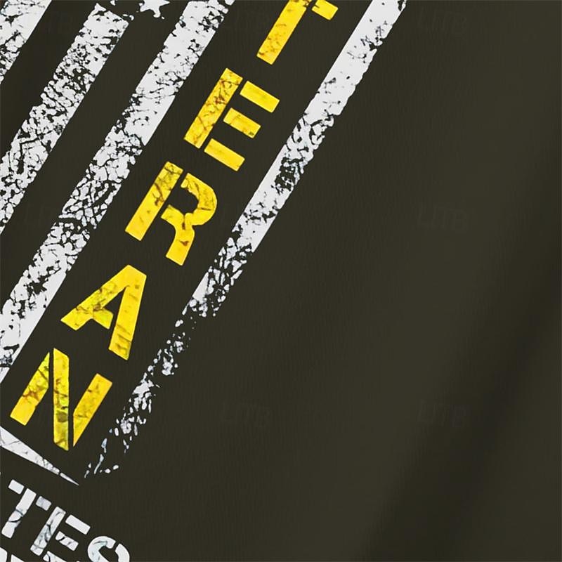 Veterans Day Men's Patriot Patriotic Veteran National Flag T shirt Tee Top Cotton Short Sleeve Graphic Shirt Black Burgundy Army Green Comfortable Tee Street Holiday Fashion Designer3