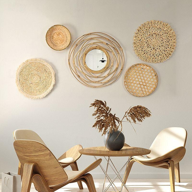 Wall Hanging Bohemian Gourd Grass Rattan Wall Decoration Round Ceiling Pendant Living Room Bedroom Study